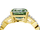 Yellow gold Fancy Green Asscher  Solitaire Twist Band with Pavé Setting and Four-Prong Setting_4