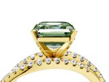 Yellow gold Fancy Green Asscher  Solitaire Twist Band with Pavé Setting and Four-Prong Setting_4