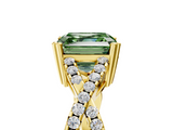 Yellow gold Fancy Green Asscher  Solitaire Twist Band with Pavé Setting and Four-Prong Setting_5