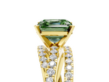Yellow gold Fancy Green Asscher  Solitaire Twist Band with Pavé Setting and Four-Prong Setting_5
