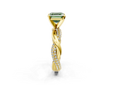 Yellow gold Fancy Green Asscher  Solitaire Twist Band with Pave Prong Setting_19
