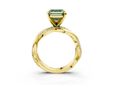 Yellow gold Fancy Green Asscher  Solitaire Twist Band with Pave Prong Setting_20