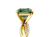 Yellow gold Fancy Green Asscher  Solitaire Twist Band with Pave Prong Setting_22