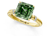 Yellow gold Fancy Green Asscher  Solitaire Twisted Band Prong Set Engagement Ring_64