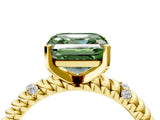 Yellow gold Fancy Green Asscher  Solitaire Twisted Band Prong Set Engagement Ring_67