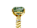 Yellow gold Fancy Green Asscher  Solitaire Twisted Band Prong Set Engagement Ring_68