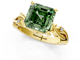 Yellow gold Fancy Green Asscher  Solitaire Twisted Band Prong Setting Ring_1