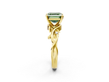 Yellow gold Fancy Green Asscher  Solitaire Twisted Band Prong Setting Ring_2