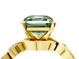 Yellow gold Fancy Green Asscher  Solitaire Twisted Band Prong Setting Ring_4