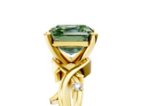 Yellow gold Fancy Green Asscher  Solitaire Twisted Band Prong Setting Ring_5