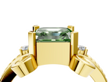 Yellow gold Fancy Green Asscher  Solitaire Twisted Band Scroll Prong Ring_7