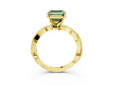 Yellow gold Fancy Green Asscher  Solitaire Twisted Band with Bead Prong Setting_49