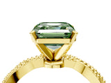 Yellow gold Fancy Green Asscher  Solitaire Twisted Band with Bead Prong Setting_50