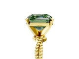 Yellow gold Fancy Green Asscher  Solitaire Twisted Band with Bead Prong Setting_51