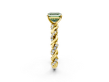 Yellow gold Fancy Green Asscher  Solitaire Twisted Band with Pavé Accents and Four-Prong Setting_2