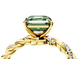 Yellow gold Fancy Green Asscher  Solitaire Twisted Band with Pavé Accents and Four-Prong Setting_4