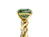 Yellow gold Fancy Green Asscher  Solitaire Twisted Band with Pavé Accents and Four-Prong Setting_5