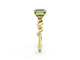 Yellow gold Fancy Green Asscher  Solitaire Twisted Band with Prong Setting 2