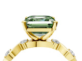 Yellow gold Fancy Green Asscher  Solitaire Twisted Band with Prong Setting 4