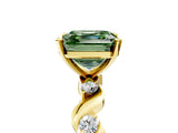 Yellow gold Fancy Green Asscher  Solitaire Twisted Band with Prong Setting 5