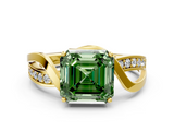 Yellow gold Fancy Green Asscher  Solitaire Twisted Band with Prong Setting_21
