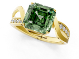 Yellow gold Fancy Green Asscher  Solitaire Twisted Band with Prong Setting_22