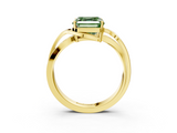 Yellow gold Fancy Green Asscher  Solitaire Twisted Band with Prong Setting_24