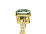 Yellow gold Fancy Green Asscher  Solitaire Twisted Pave Diamond Ring with Four-Prong Setting_17