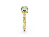 Yellow gold Fancy Green Asscher  Solitaire Twisted Pave Diamond Ring with Four-Prong Setting_94
