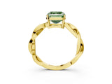 Yellow gold Fancy Green Asscher  Solitaire Twisted Pave Diamond Ring with Four-Prong Setting_95