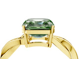 Yellow gold Fancy Green Asscher  Solitaire Twisted Pave Diamond Ring with Four-Prong Setting_96