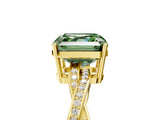 Yellow gold Fancy Green Asscher  Solitaire Twisted Pave Diamond Ring with Four-Prong Setting_97