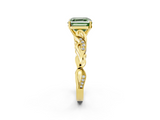 Yellow gold Fancy Green Asscher  Solitaire Vine Band with Milgrain Prong Setting_5