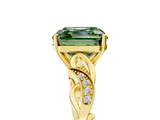 Yellow gold Fancy Green Asscher  Solitaire Vine Band with Milgrain Prong Setting_8