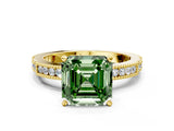 Yellow gold Fancy Green Asscher  Solitaire with Pavé Band and Four-Prong Setting_29