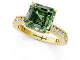 Yellow gold Fancy Green Asscher  Solitaire with Pavé Band and Four-Prong Setting_30
