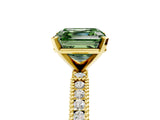 Yellow gold Fancy Green Asscher  Solitaire with Pavé Band and Four-Prong Setting_34