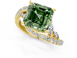 Yellow gold Fancy Green Asscher  Solitaire with Pavé Twist Band and Four-Prong Setting_1