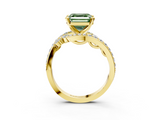 Yellow gold Fancy Green Asscher  Solitaire with Pavé Twist Band and Four-Prong Setting_3