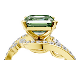 Yellow gold Fancy Green Asscher  Solitaire with Pavé Twist Band and Four-Prong Setting_4