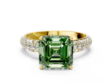 Yellow gold Fancy Green Asscher  Solitaire with Pave Band and Four-Prong Setting_20
