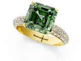 Yellow gold Fancy Green Asscher  Solitaire with Pave Band and Four-Prong Setting_21