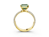 Yellow gold Fancy Green Asscher  Solitaire with Pave Band and Four-Prong Setting_23