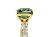 Yellow gold Fancy Green Asscher  Solitaire with Pave Band and Four-Prong Setting_25