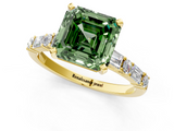 Yellow gold Fancy Green Asscher  Solitaire with Side Baguettes and Channel Set Band_1