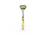Yellow gold Fancy Green Asscher  Solitaire with Side Baguettes and Channel Set Band_2