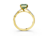 Yellow gold Fancy Green Asscher  Solitaire with Side Baguettes and Channel Set Band_3