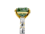 Yellow gold Fancy Green Asscher  Solitaire with Side Baguettes and Channel Set Band_5