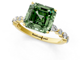 Yellow gold Fancy Green Asscher  Solitaire with Side Stones on a Pavé Band and Four-Prong Setting_1