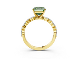 Yellow gold Fancy Green Asscher  Solitaire with Side Stones on a Pavé Band and Four-Prong Setting_3